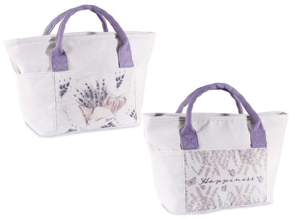 Lavender thermal bag-lunch bag with pockets, handles and z